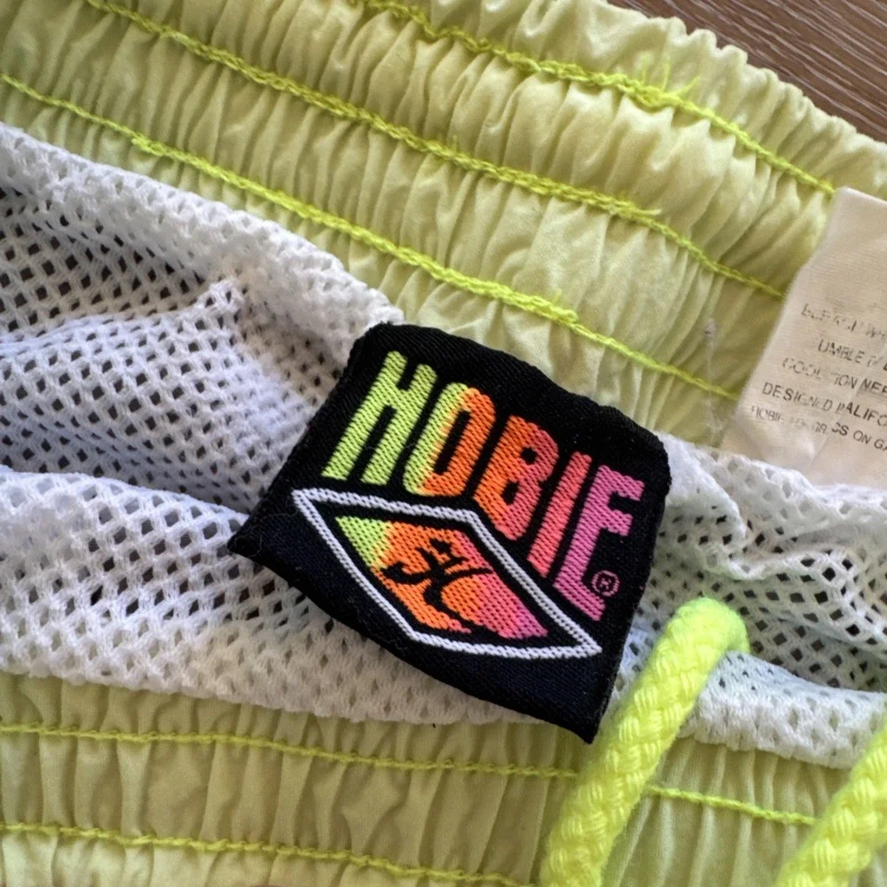 Vintage Hobie‎ Swim Trunks Men's S Gray Neon 90s 80s Surf Skate